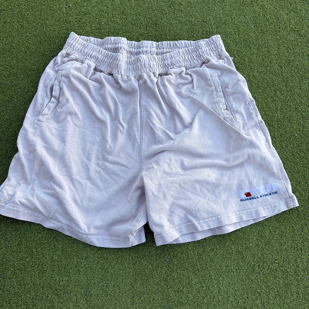 Kith x Russell Athletic Reverse Sweat Shorts Gray Large USA Made Logo Shorts